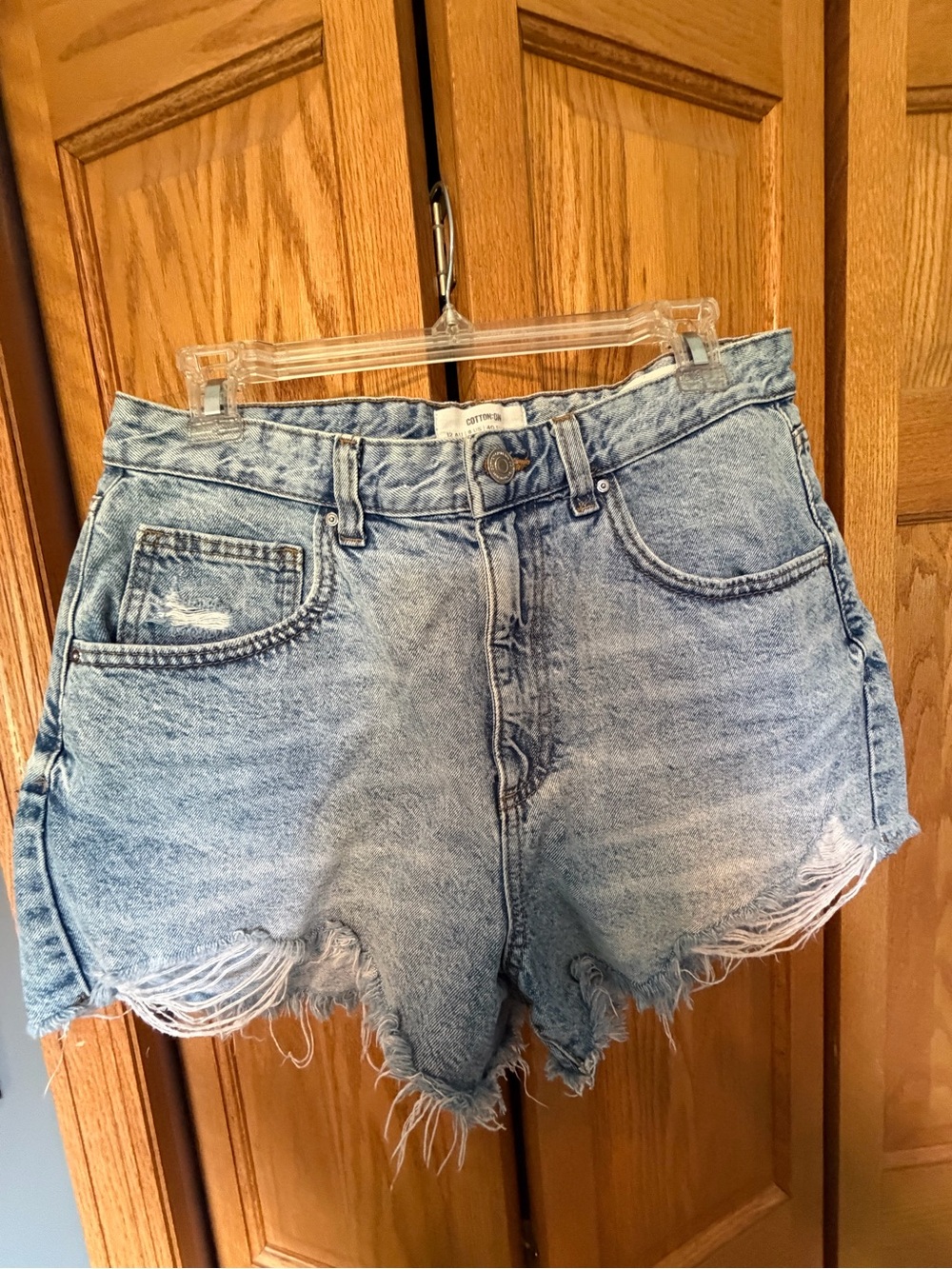 Cotton On Light Blue Distressed Denim Shorts